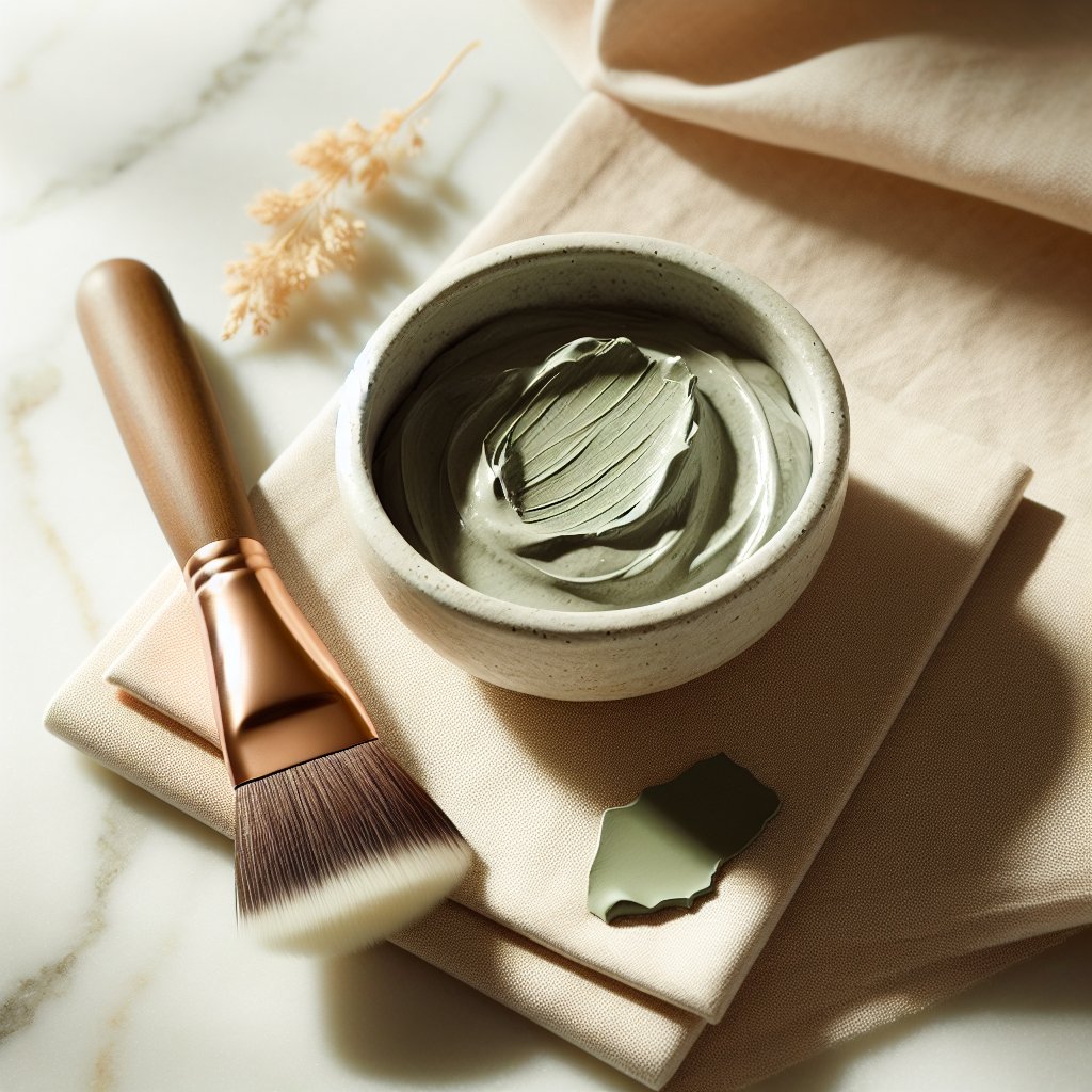Clay mask in ceramic bowl with brush
