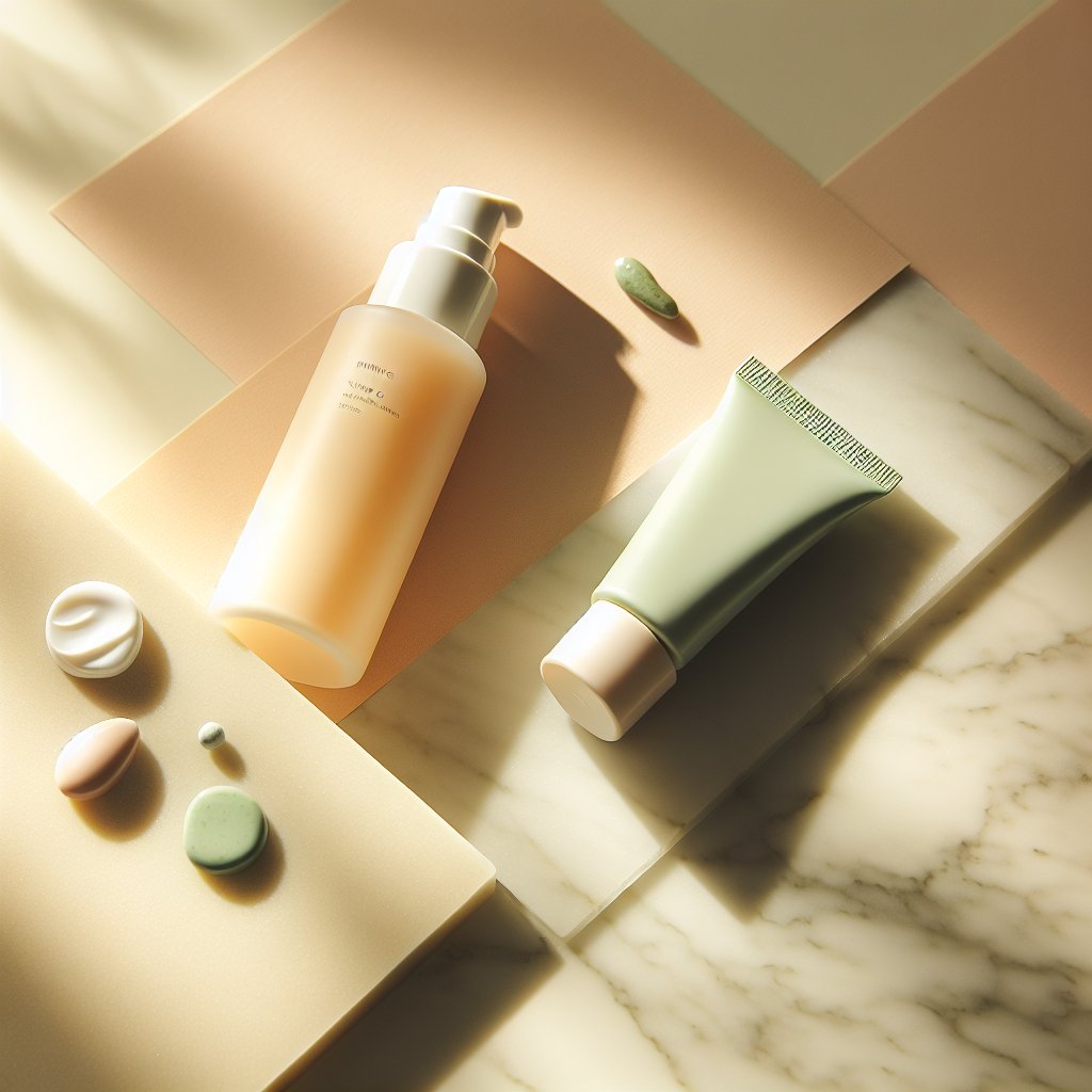 Morning skincare products in sunlight