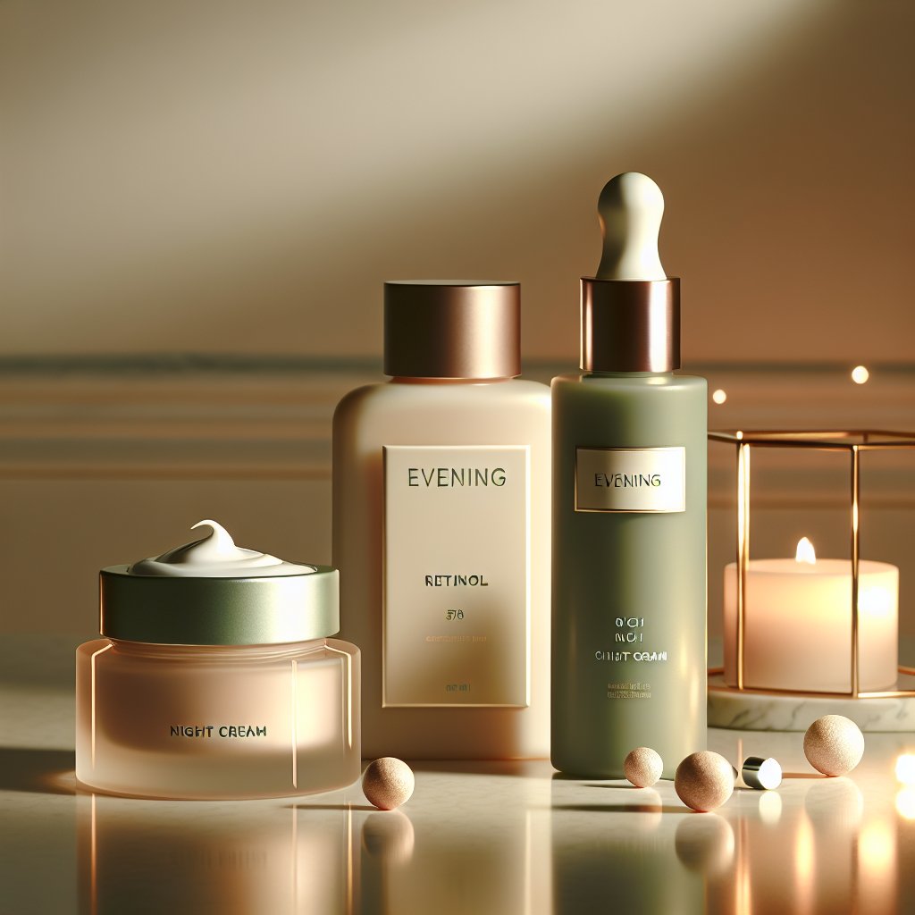 Evening skincare routine products