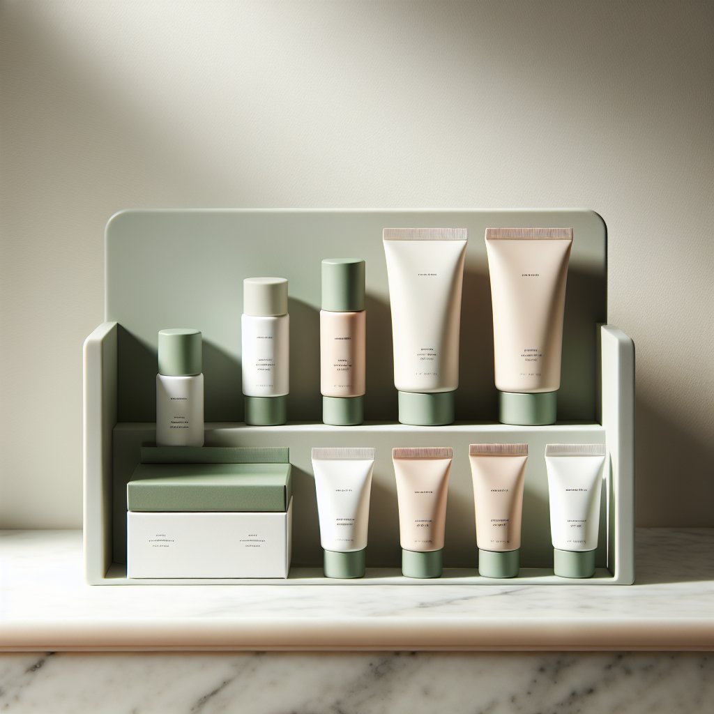 Affordable skincare on white shelf